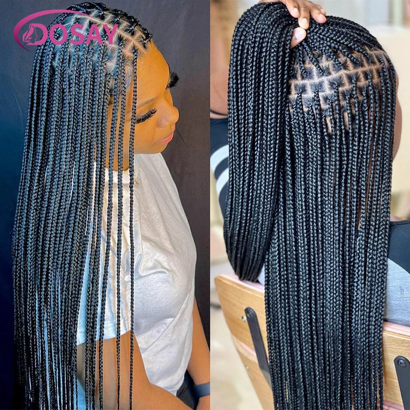 36" Full Lace Braided Wigs Synthetic Hair Box Braids Lace Front Wigs